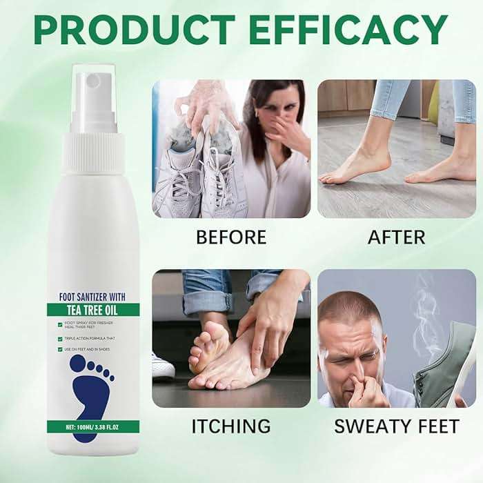 2Pcs Foot Sanitizer Spray with Tea Tree Oil, Tea Tree Oil Feet Sprays, Natural Clear Foot Sanitizer Spray, Quick-Drying & Travel-Friendly - Image 4