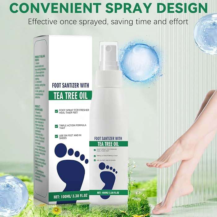 2Pcs Foot Sanitizer Spray with Tea Tree Oil, Tea Tree Oil Feet Sprays, Natural Clear Foot Sanitizer Spray, Quick-Drying & Travel-Friendly - Image 5