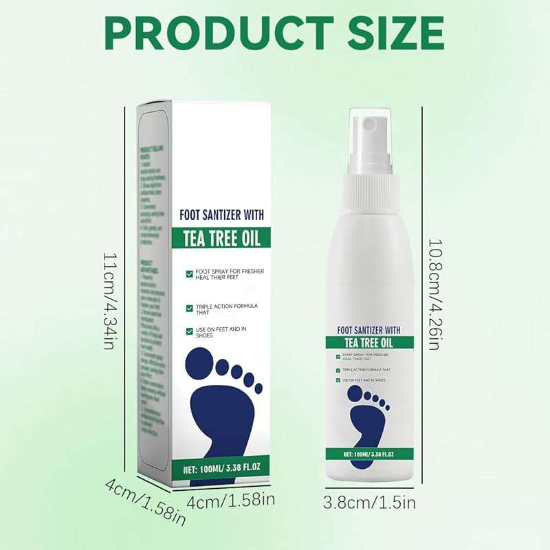 2Pcs Foot Sanitizer Spray with Tea Tree Oil, Tea Tree Oil Feet Sprays, Natural Clear Foot Sanitizer Spray, Quick-Drying & Travel-Friendly - Image 6