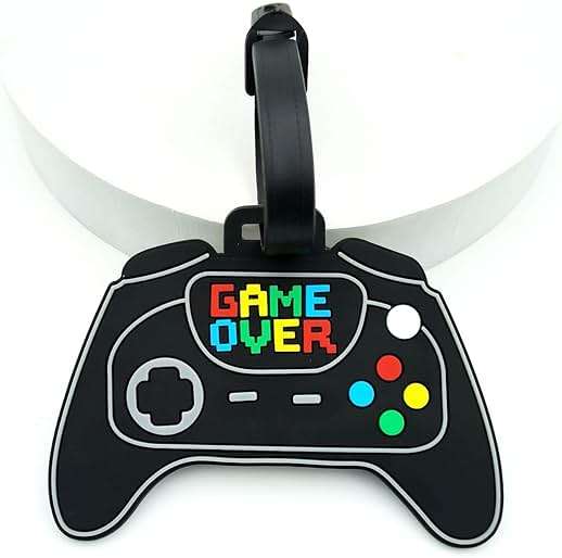 Retro Game Controller Silicone Luggage Tag Fun and Unique Gamepad Personalized Labels Travel Accessory for Gamers - Image 1