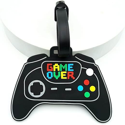 Retro Game Controller Silicone Luggage Tag Fun and Unique Gamepad Personalized Labels Travel Accessory for Gamers - Product Image