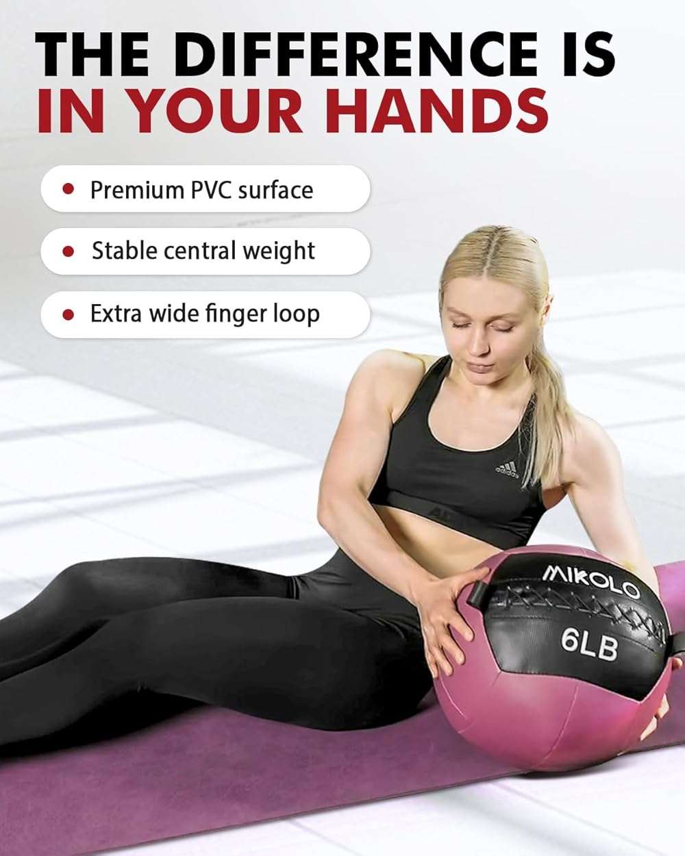 Mikolo Medicine Ball, Wall Ball,Soft Medicine Ball Set,Slam Ball for Core Training, Strength Workouts -Multi-Weight 10lbs 20lbs Exercise Balls for Home Gym, Functional Fitness (10/15/20/25LB) - Image 2