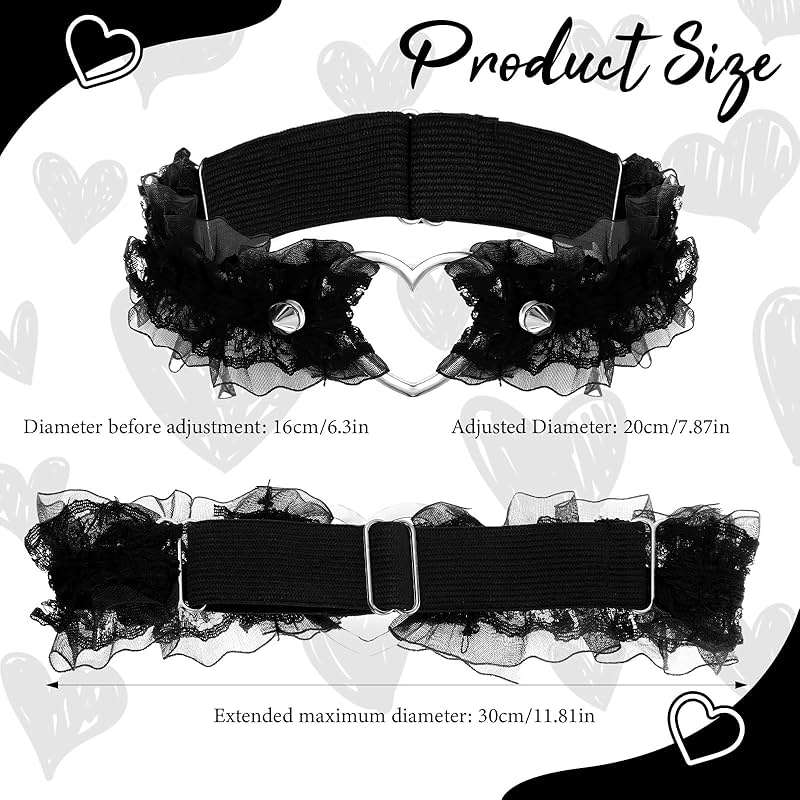 2 PCS Pink Garter, Lace Thigh Garter Thigh Belt for Women, Adjustable Heart Leg Garters Elastic Plus Size - Image 2