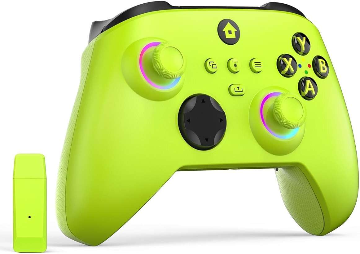 W&O Wireless Controller for With Xbox One, Xbox Series X/S, Xbox One X/S, PC, With RGB LED Light, Mappable Buttons, With 2.4GHZ Wireless Adapter Gamepad (Electric Volt) - Image 1