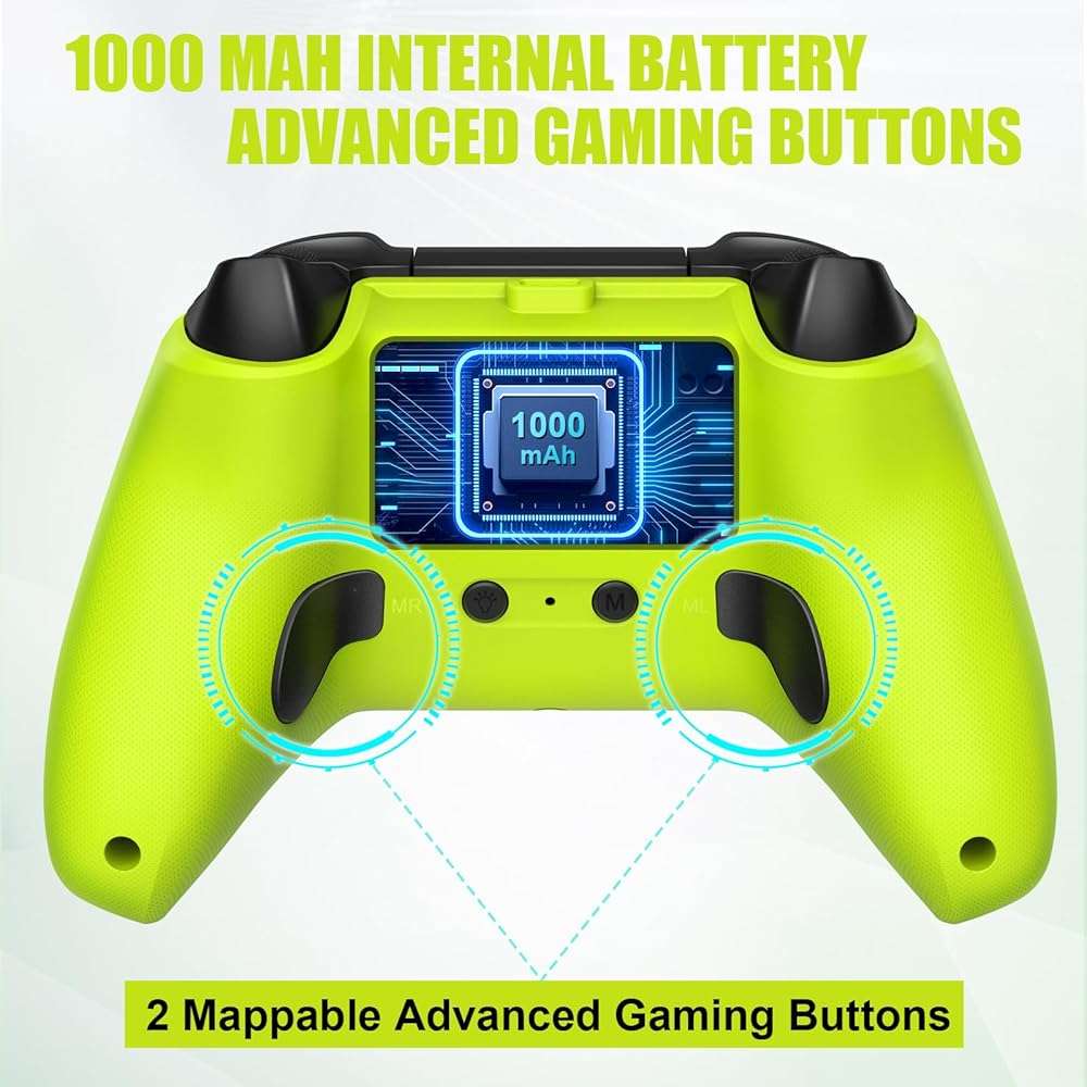 W&O Wireless Controller for With Xbox One, Xbox Series X/S, Xbox One X/S, PC, With RGB LED Light, Mappable Buttons, With 2.4GHZ Wireless Adapter Gamepad (Electric Volt) - Image 3