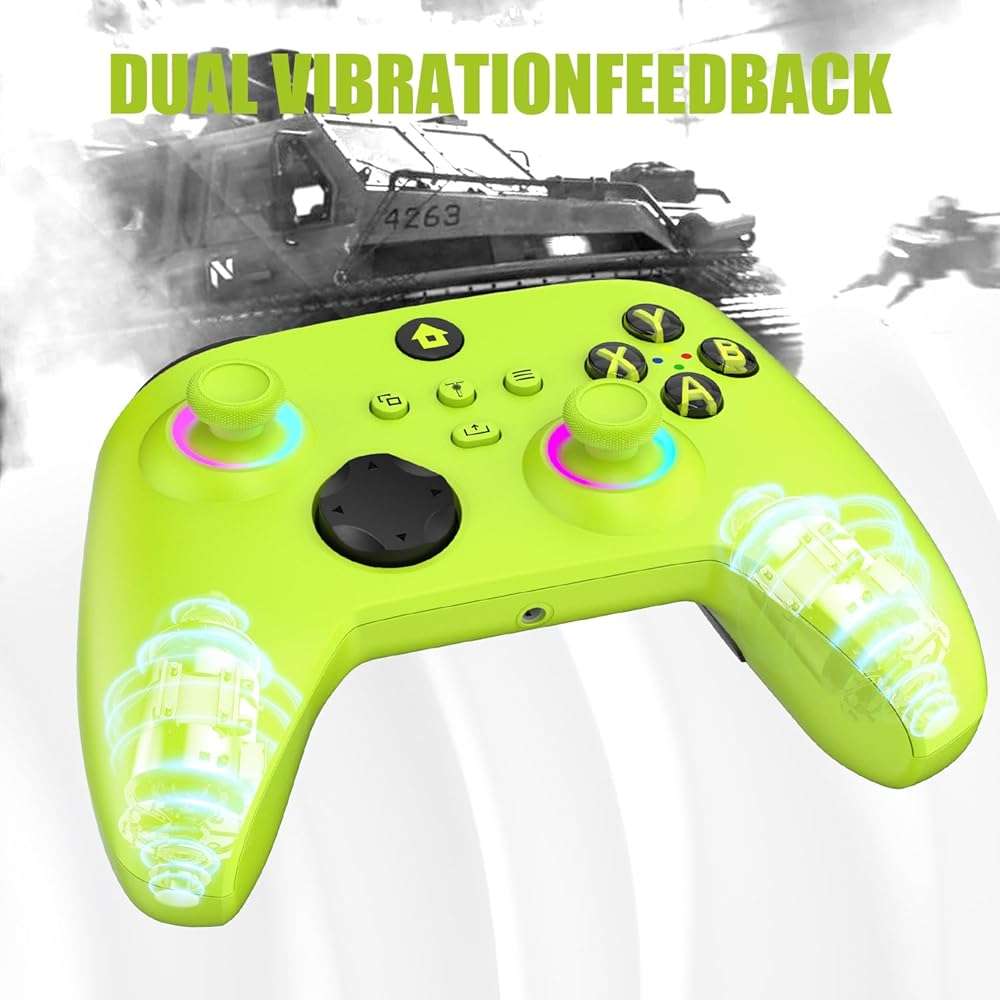 W&O Wireless Controller for With Xbox One, Xbox Series X/S, Xbox One X/S, PC, With RGB LED Light, Mappable Buttons, With 2.4GHZ Wireless Adapter Gamepad (Electric Volt) - Image 5