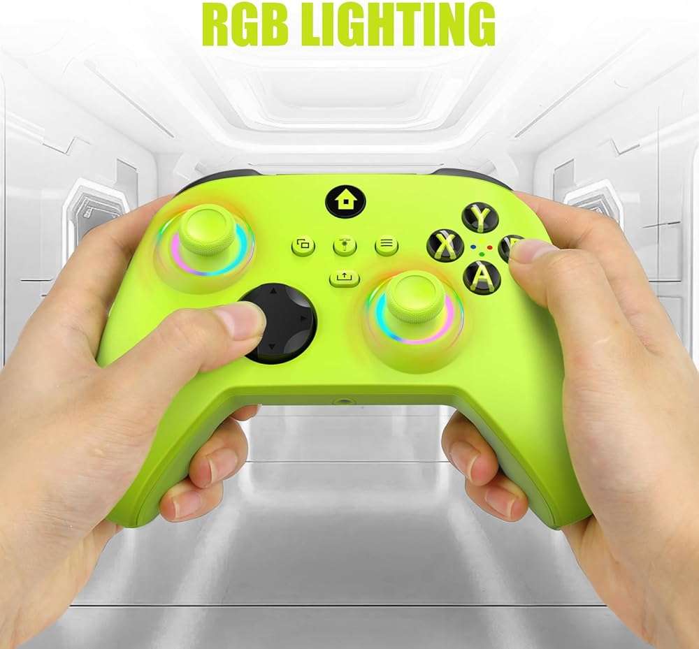 W&O Wireless Controller for With Xbox One, Xbox Series X/S, Xbox One X/S, PC, With RGB LED Light, Mappable Buttons, With 2.4GHZ Wireless Adapter Gamepad (Electric Volt) - Image 6