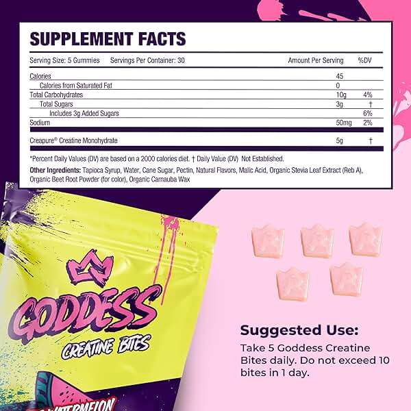 Primal Queen Goddess Creatine Gummies – Low-Sugar Chewable Creatine for Women | Booty and Muscle Builder, Faster Recovery, Strength | High-Potency Wild Watermelon Flavor – 150 Bites (5g per Serving) - Image 7