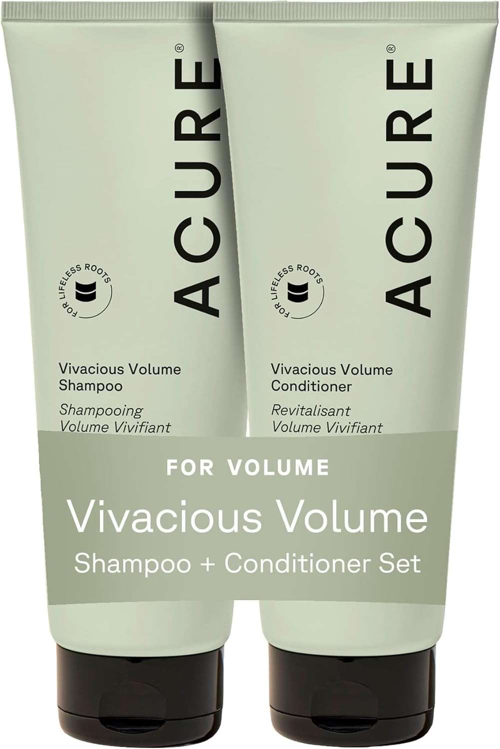 Acure Vivacious Volume Shampoo and Conditioner Set - Thickening & Volumizing Hair Care for Thick, Full Locks, Boost for Thin, Fine Hair, Sulfate Free, Paraben Free, Vegan - 8 fl oz (Pack of 2) - Image 1