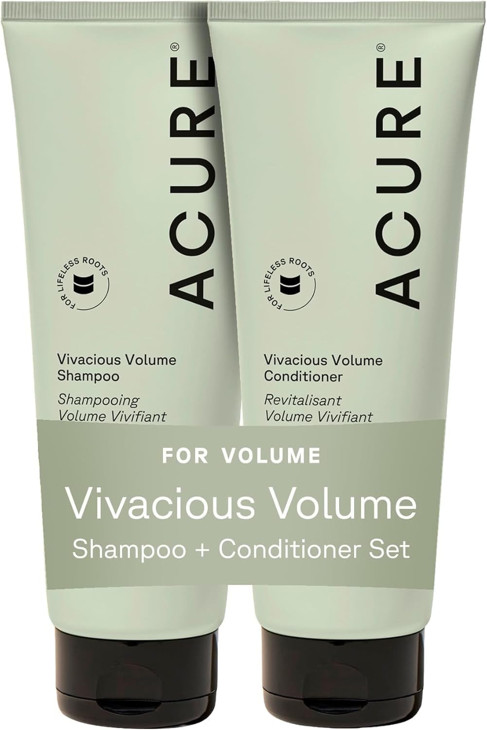 Acure Vivacious Volume Shampoo and Conditioner Set - Thickening & Volumizing Hair Care for Thick, Full Locks, Boost for Thin, Fine Hair, Sulfate Free, Paraben Free, Vegan - 8 fl oz (Pack of 2) - Product Image