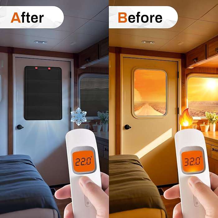 JUSTTOP RV Door Window Shade, New Model Foldable RV Blackout Window Cover with Reflective Silver Coating | UV Protection Sun Shade for RV Travel | RV Accessories Must-Have for Camping & Road Trips - Image 4