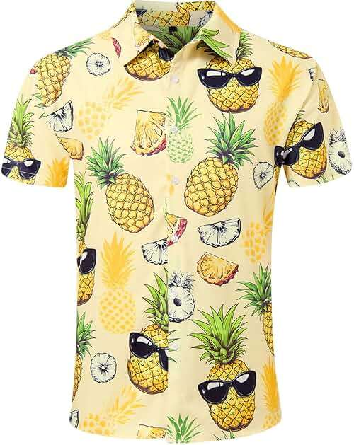 RAISEVERN Mens Hawaiian Shirt Casual Button Down Short Sleeve Tropical Beach Dress Shirt for Summer Holiday - Image 1