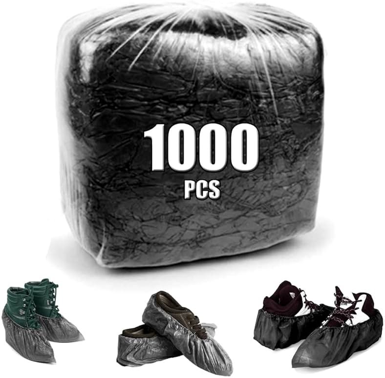 Black shoe covers Disposable 1000 PCS (500 Pair) Premium Waterproof and Recyclable Boot Booties Covers Covers for Indoors, Non, Fits Up To 11 US Men and 13 US Women Size, Slip on, Horlon - Product Image