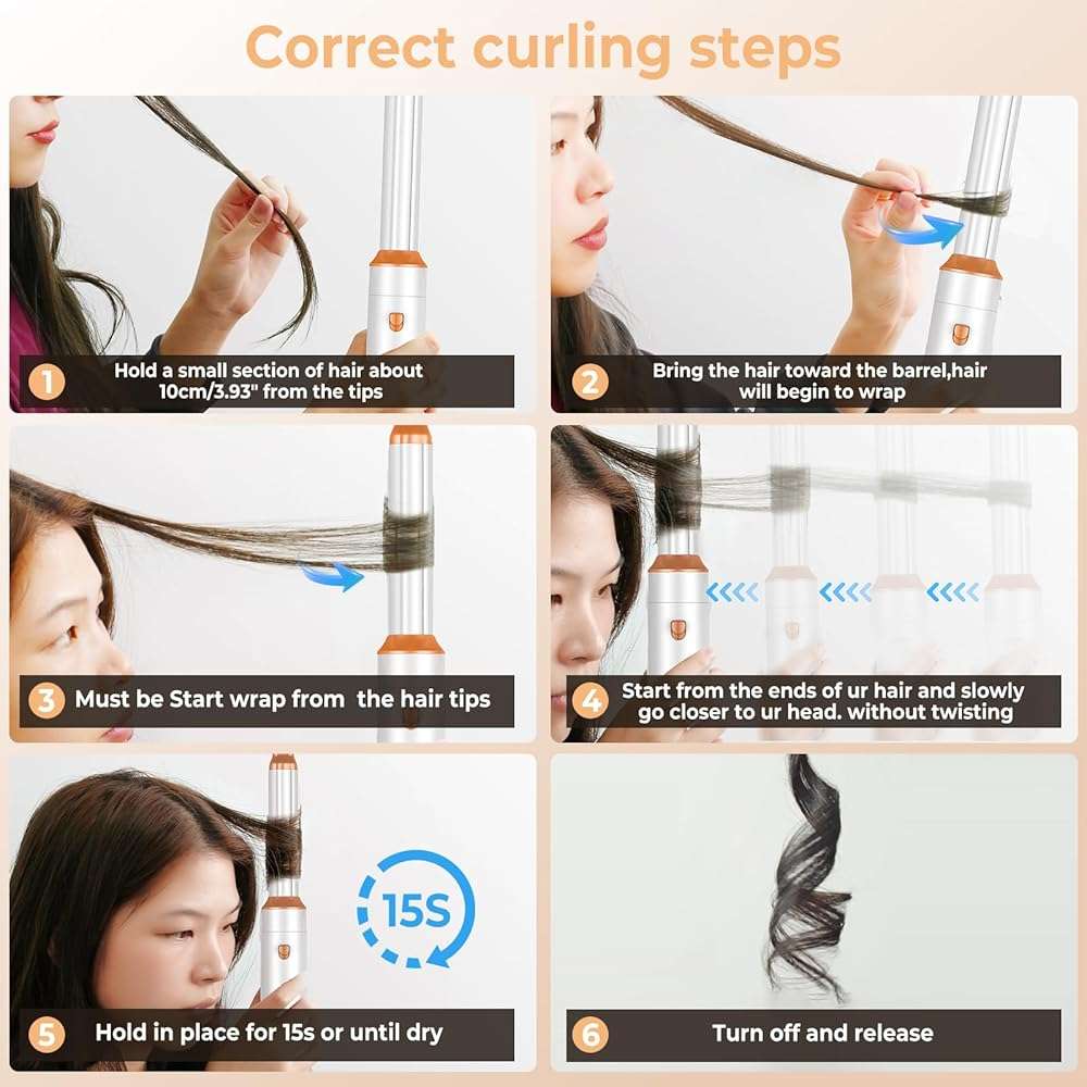 Hair Dryer Brush,6 in 1 Professional Hot Air Styler,Powerful Air Curling Wrap Styler,Negative Ionic Hair Dryer Fast Drying, Multi Hair Stylerfor Curling Volumizing Straightening Styling - Image 2