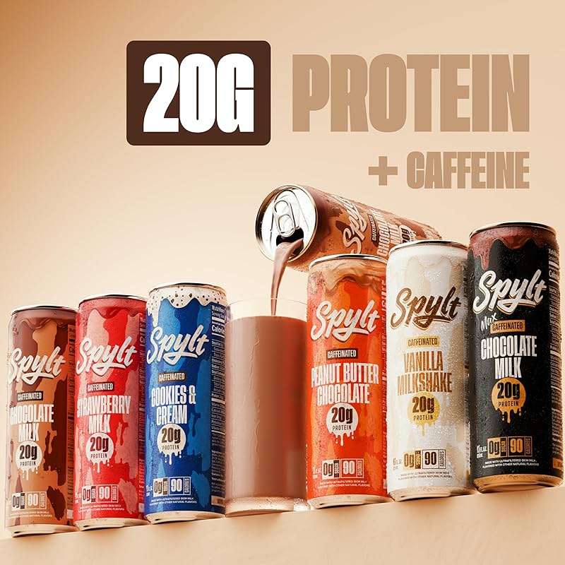Spylt High Protein Milk - 6 Flavor Variety Pack with 60mg Caffeine & 20g Protein - 90 Calories, Ready to Drink, Sugar Free, Lactose Free Milk, Perfect for Workout Recovery & Afternoon Pick Me Up - 12 Count - Packaging May Vary - Image 4