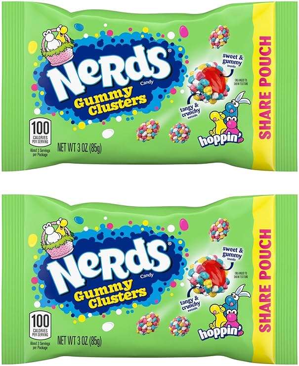 2025 Easter Nerd Gummy Clusters, Assorted Fruit Flavored Crunchy Chewy Candies, Basket Stuffer Treats, 3 Ounces (Pack of 2) - Image 1