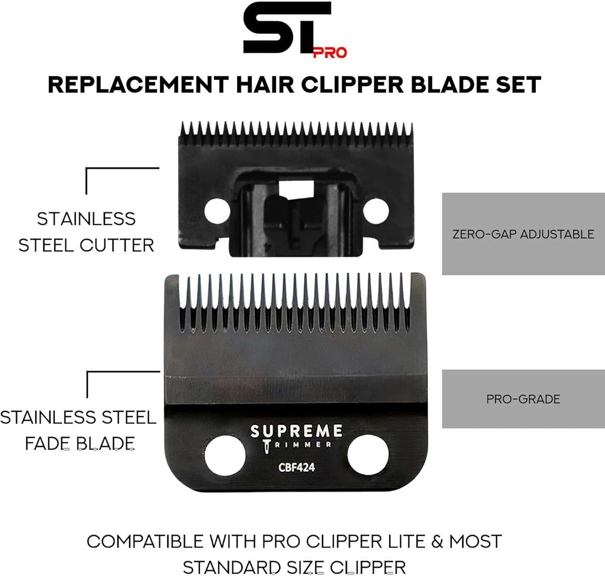 Supreme Trimmer Pro Clipper Lite | 210 Min Run Time Professional Hair Cutting Tool Set + Hair Comb, Scissors & Fade Blade | STC5000 - Image 3