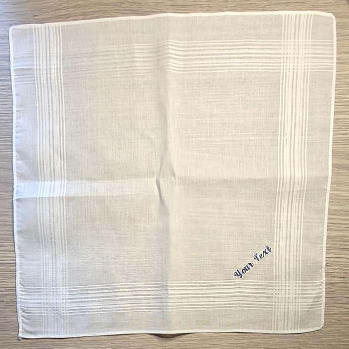 Custom Handkerchief For Women Men, Personalized Embroidered Text White Soft Cotton Wedding Funeral Hankie Hanky For Bride Groom Husband Mom Dad Brother- 1 pc. - Image 6