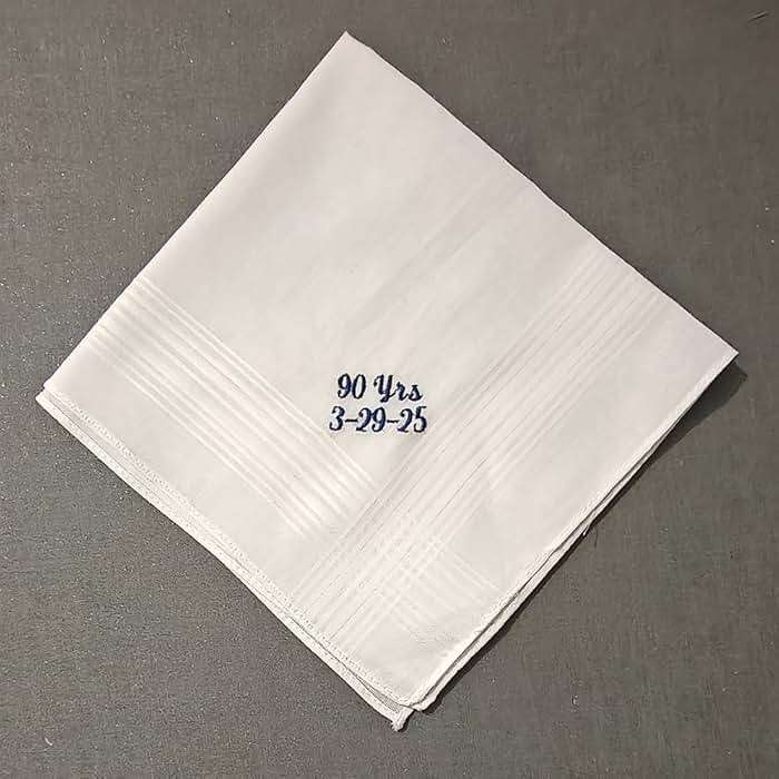 Custom Handkerchief For Women Men, Personalized Embroidered Text White Soft Cotton Wedding Funeral Hankie Hanky For Bride Groom Husband Mom Dad Brother- 1 pc. - Image 8