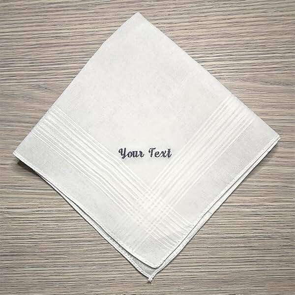 Custom Handkerchief For Women Men, Personalized Embroidered Text White Soft Cotton Wedding Funeral Hankie Hanky For Bride Groom Husband Mom Dad Brother- 1 pc. - Image 9