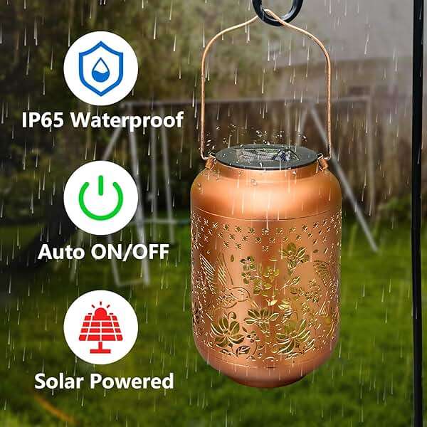 Solar Lanterns Outdoor Waterproof, Hummingbird Hanging Solar Lantern Garden Decor Birthday Gifts for Women Mom Grandma, Metal Solar Powered Lanterns Garden Decoration for Yard, Patio, Backyard, Porch - Image 5