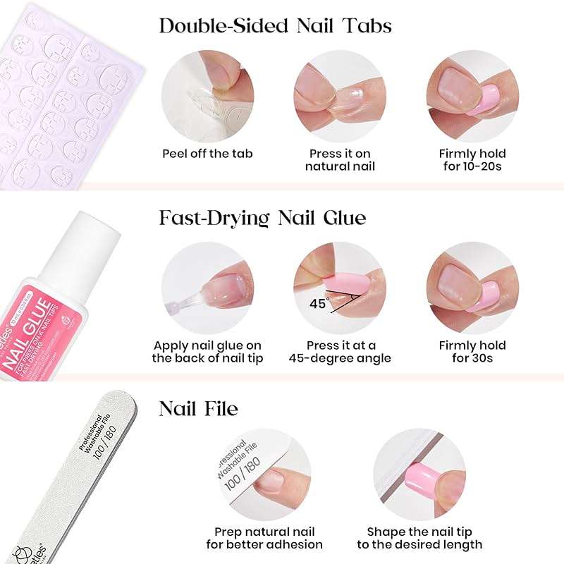 Beetles Press on Nails Kit 576Pcs 24 Colors, Short Square Press on Nails Glossy Matte With Nail Glue & Nail Tabs Stickers, Natural Fit Lightweight Fake Nails Kit Art For Women - Image 7