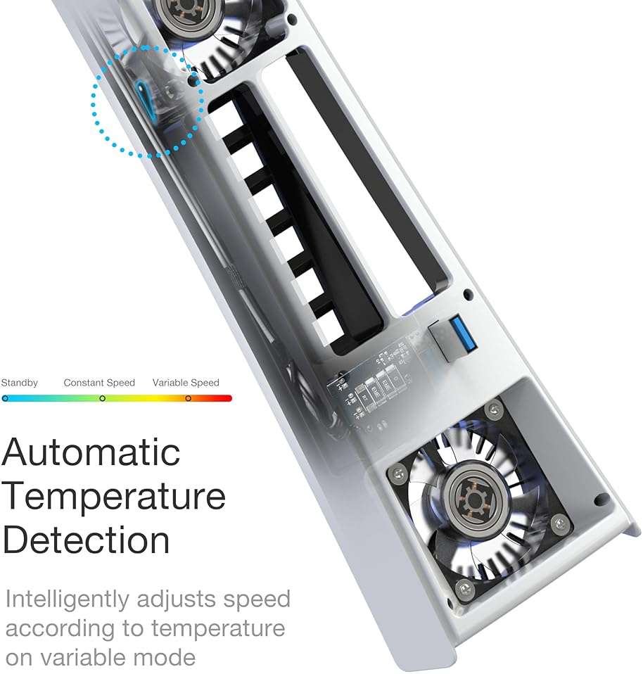 JUSPRO Cooling Fan for PS5 Pro, Quiet Enhanced 4 Cooler Fan with Adjustable Speed, Auto Power On/Off, Cooling Accessories with USB 3.0 Port and LED Light for PlayStation 5 Pro - Image 6