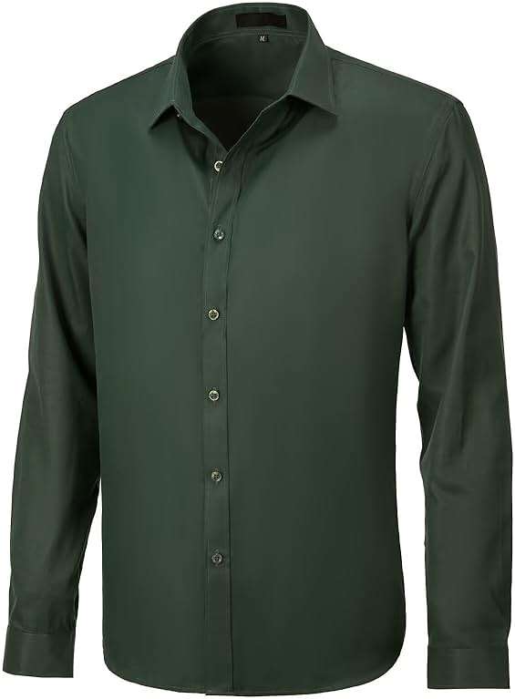 Mens Dress Shirts Classic Solid Long Sleeve Formal Shirt for Men Business Casual Button Down Shirts - Image 1