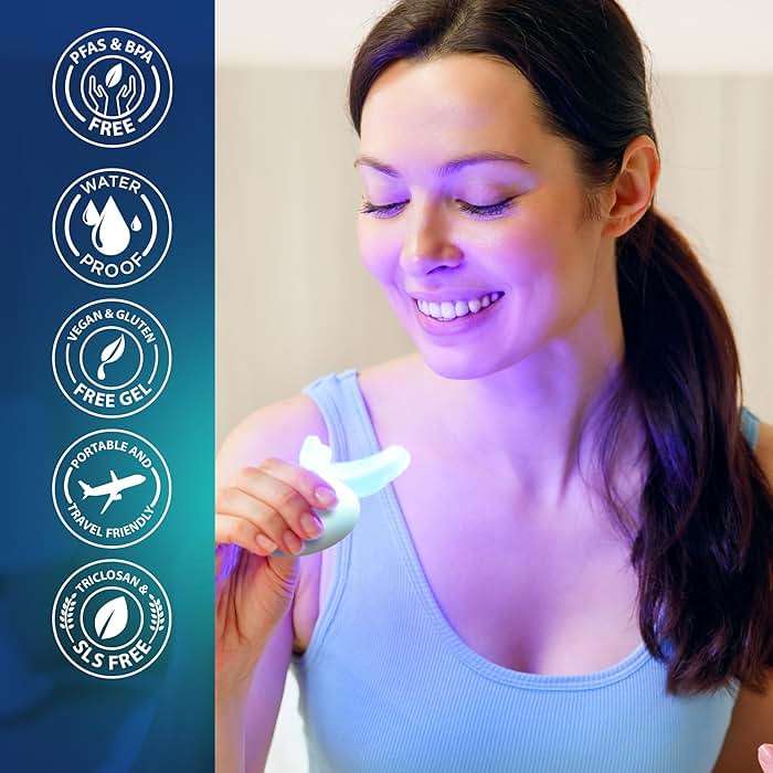 GuruNanda Teeth Whitening Kit - 8% Hydrogen Peroxide Teeth Whitening Gel Pen & Advanced Wireless LED Accelerator Light, Upto 10 Shades Whiter Teeth, Professional Dentist-Inspired System, 40 Treatments - Image 7