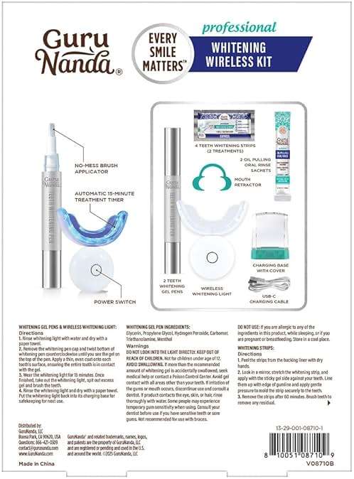 GuruNanda Teeth Whitening Kit - 8% Hydrogen Peroxide Teeth Whitening Gel Pen & Advanced Wireless LED Accelerator Light, Upto 10 Shades Whiter Teeth, Professional Dentist-Inspired System, 40 Treatments - Image 8