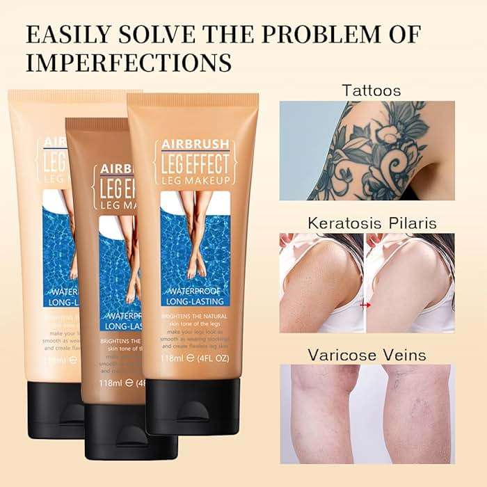 Leg Makeup Waterproof, No Transfer Body Concealer, Coverage for Vein, Scar, Tattoo (#02 Medium Glow, 1Pc) - Image 2