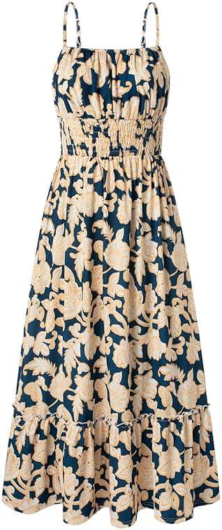 GRACE KARIN Summer Dresses for Women 2026 Vacation,Smocked Floral Maxi Dress,Boho Beach Sundress with Pocket Fashion Clothing - Image 1