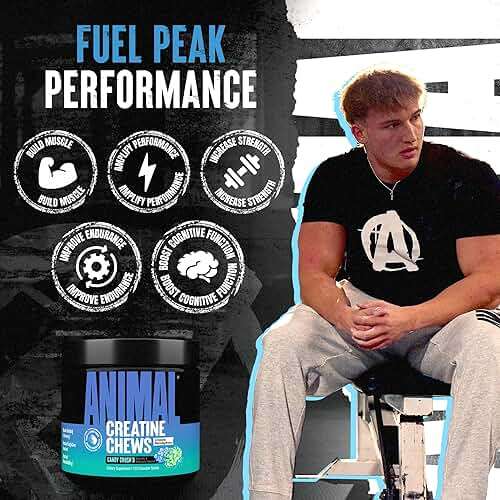 Animal Creatine Chews – Enhanced Creatine Monohydrate Chewable Tablets with AstraGin & Sea Salt, Max Absorption Pre Post-Workout, Lean Muscle Growth, Strength & Recovery, New Flavor Candy Crush’d - Image 3