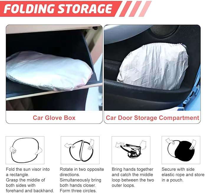 Pink Bow Print Car Windshield Sun Shade, Foldable Reflective UV Protection Sun Visor with Storage Pouch, Auto Interior Accessories for Sedan, SUV, Hatchback - Image 7