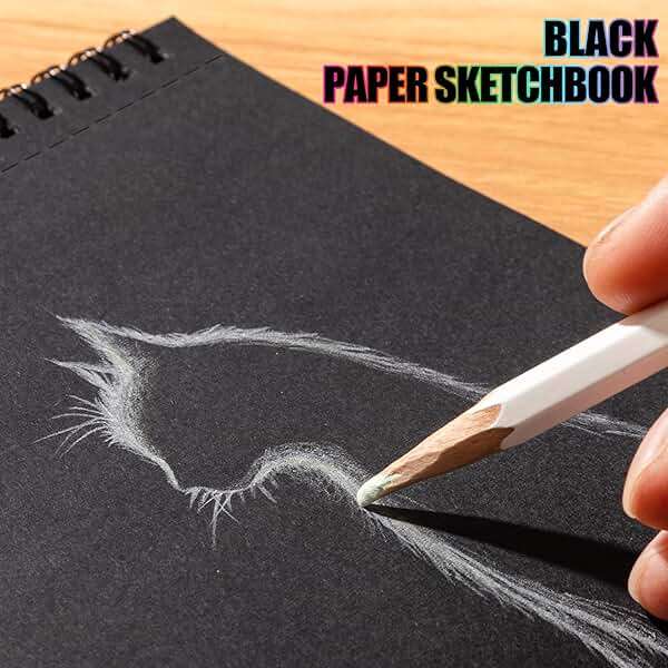 30 Sheets Black Paper Sketchbook, 98lb/160gsm Heavyweight Black Sketch Pad 5.5×8.5in, Acid-Free Drawing Paper, Spiral Bound Sketch Book for Kids, Teens, Artist - Image 5