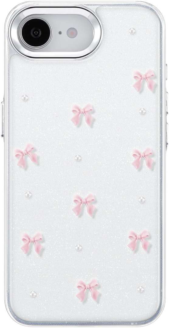 EYZUTAK Case for iPhone 17e/iPhone 16e, Bling Glitter 3D Bowknot Phone Case Cute Sparkly Crystal Clear Bow Aesthetic Design Cover Slim Soft Durable TPU Transparent Protective Cover for Women-Pink Bow - Image 9