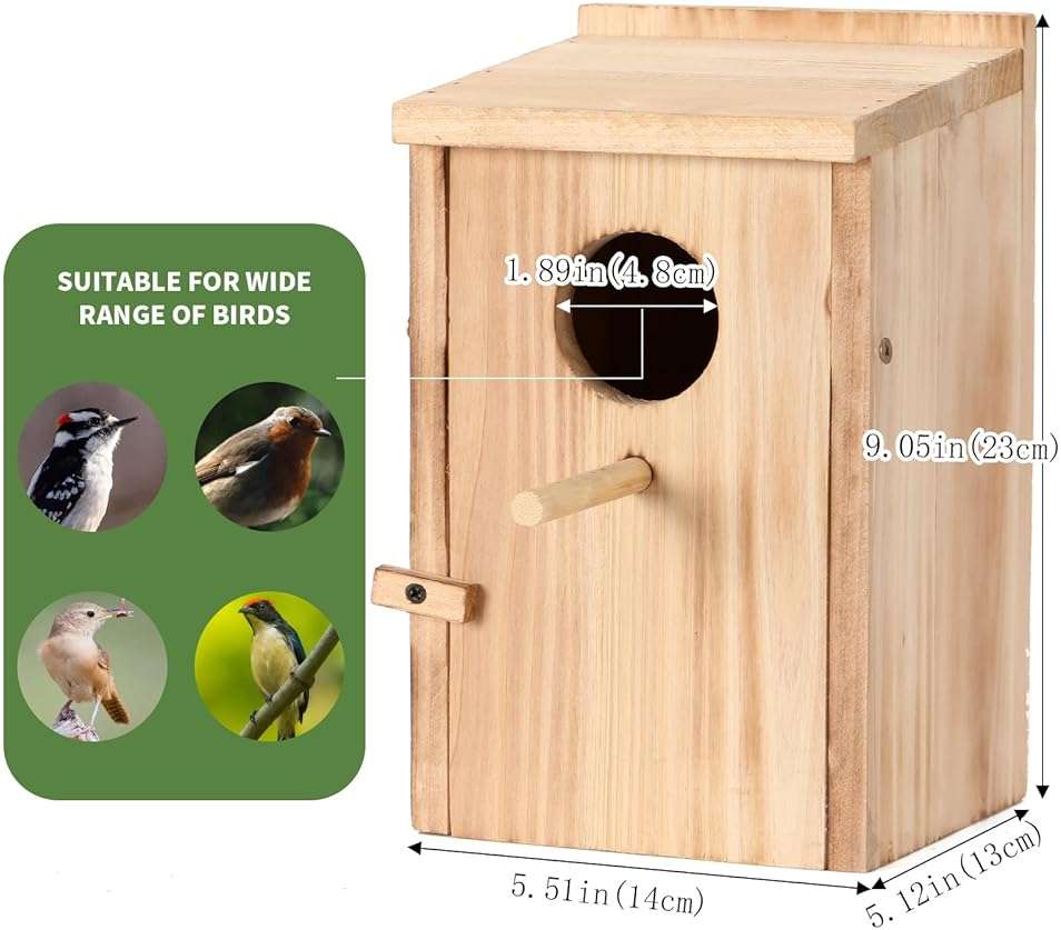 2 Pack Bird Houses for Outside, Wooden Birdhouse Kit with Front Clean-Out Door, Solid Wood Outdoor Nesting Box for Backyard Birdwatching - Image 2