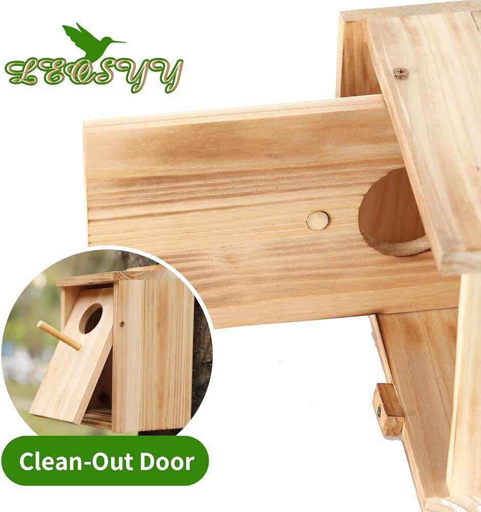 2 Pack Bird Houses for Outside, Wooden Birdhouse Kit with Front Clean-Out Door, Solid Wood Outdoor Nesting Box for Backyard Birdwatching - Image 3