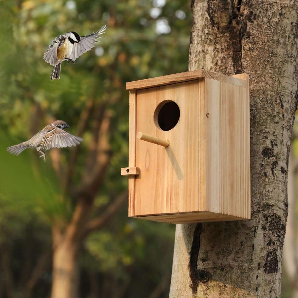 2 Pack Bird Houses for Outside, Wooden Birdhouse Kit with Front Clean-Out Door, Solid Wood Outdoor Nesting Box for Backyard Birdwatching - Image 7