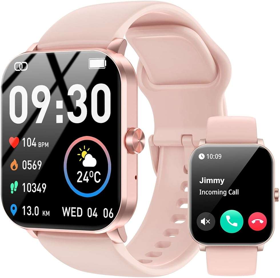 Jacoosa Smart Watch, 1.85" HD Smartwatch for Men Women (Answer/Make Calls), Fitness Watch with 120+ Sports Modes, IP68 Waterproof, Heart Rate/Sleep Monitor, Activity Trackers for iOS/Android (Pink) - Image 1