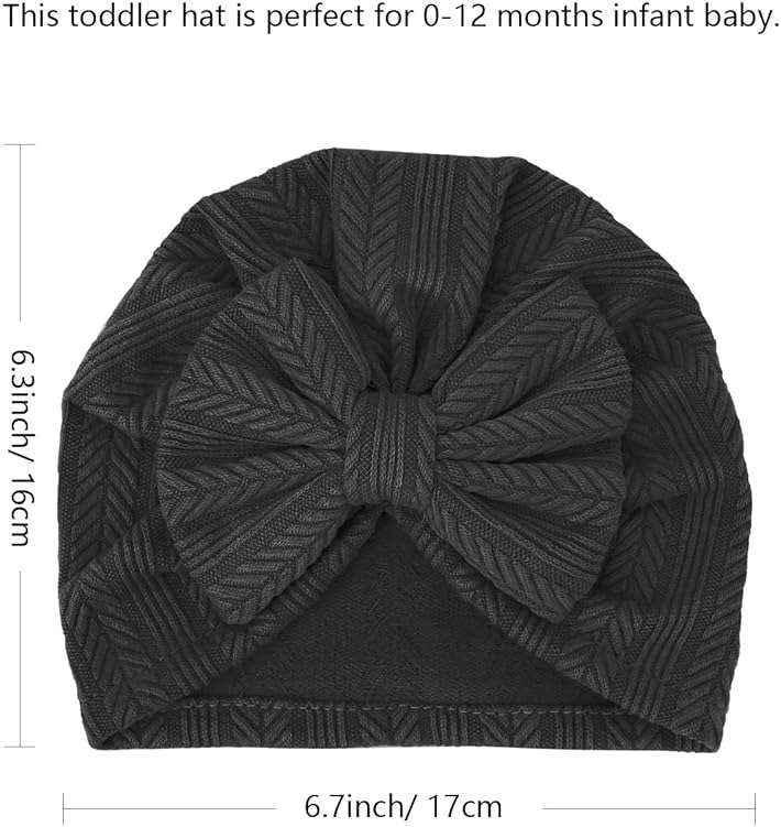 AQOKKA Newborn Baby Girl Hats with Bow Toddler Infant Beanie Cap Newborn Hospital Hats for Baby Girl Kid 3-12 Months - Image 2