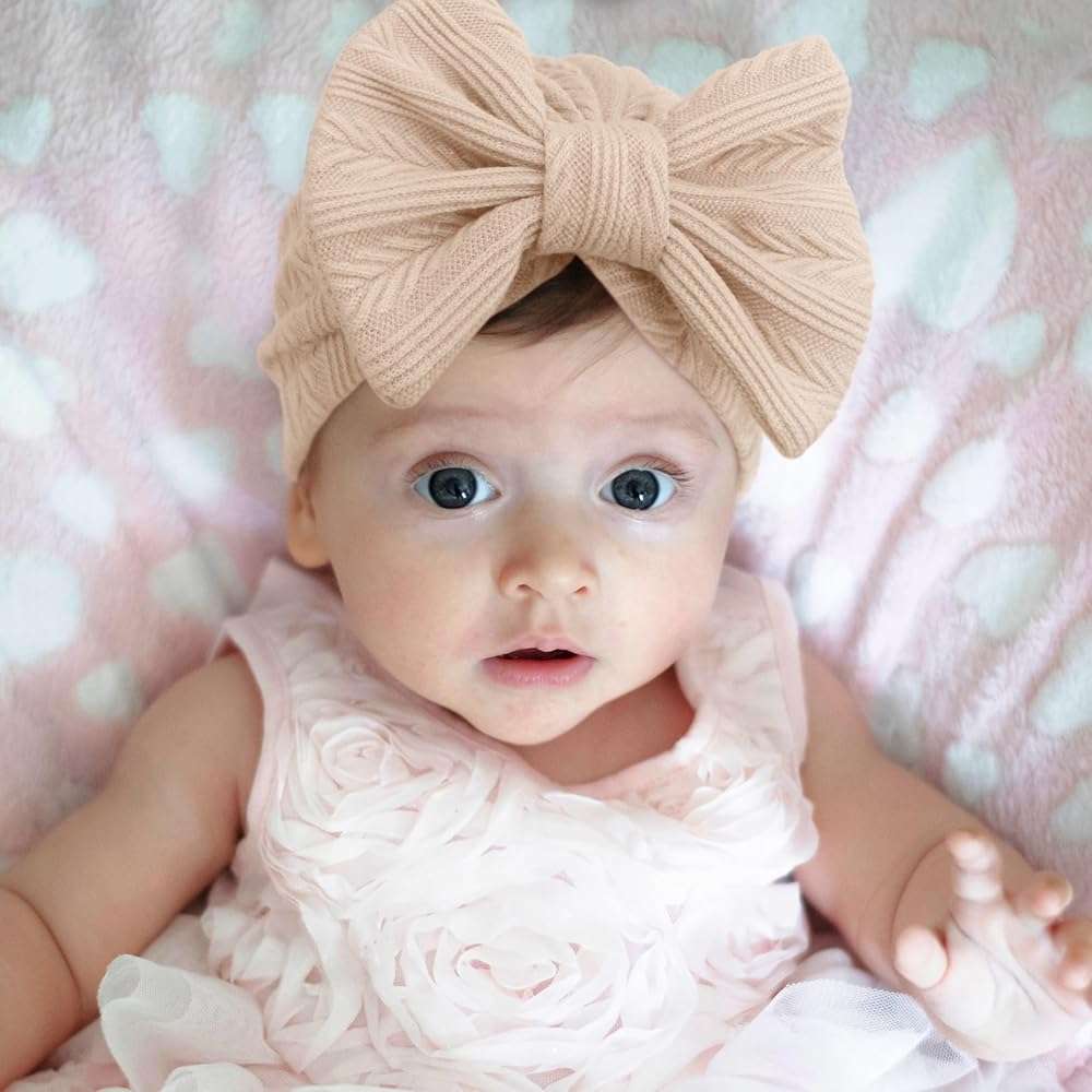 AQOKKA Newborn Baby Girl Hats with Bow Toddler Infant Beanie Cap Newborn Hospital Hats for Baby Girl Kid 3-12 Months - Image 5