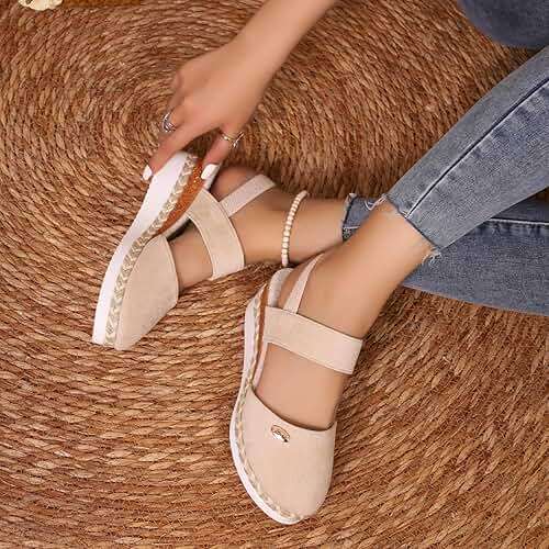 Closed Toe Platform Wedge Sandals Espadrilles Wedges for Women 2025 Dressy Flat Open Toe Comfortable Anti Slip Summer Shoes with Adjustable Buckle Ankle Strap - Image 3