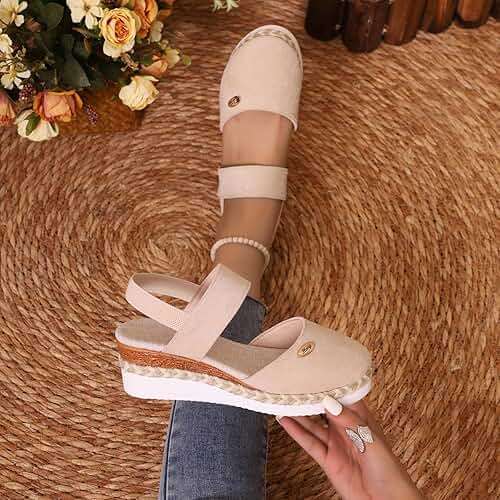 Closed Toe Platform Wedge Sandals Espadrilles Wedges for Women 2025 Dressy Flat Open Toe Comfortable Anti Slip Summer Shoes with Adjustable Buckle Ankle Strap - Image 4