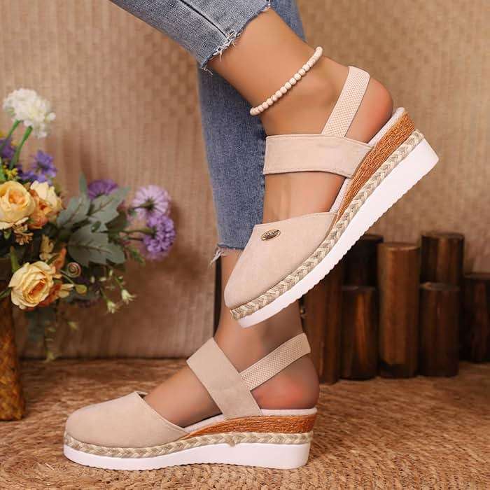 Closed Toe Platform Wedge Sandals Espadrilles Wedges for Women 2025 Dressy Flat Open Toe Comfortable Anti Slip Summer Shoes with Adjustable Buckle Ankle Strap - Image 5