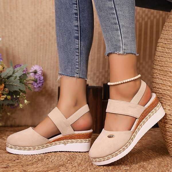 Closed Toe Platform Wedge Sandals Espadrilles Wedges for Women 2025 Dressy Flat Open Toe Comfortable Anti Slip Summer Shoes with Adjustable Buckle Ankle Strap - Image 7