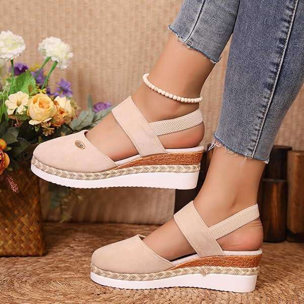 Closed Toe Platform Wedge Sandals Espadrilles Wedges for Women 2025 Dressy Flat Open Toe Comfortable Anti Slip Summer Shoes with Adjustable Buckle Ankle Strap - Image 8