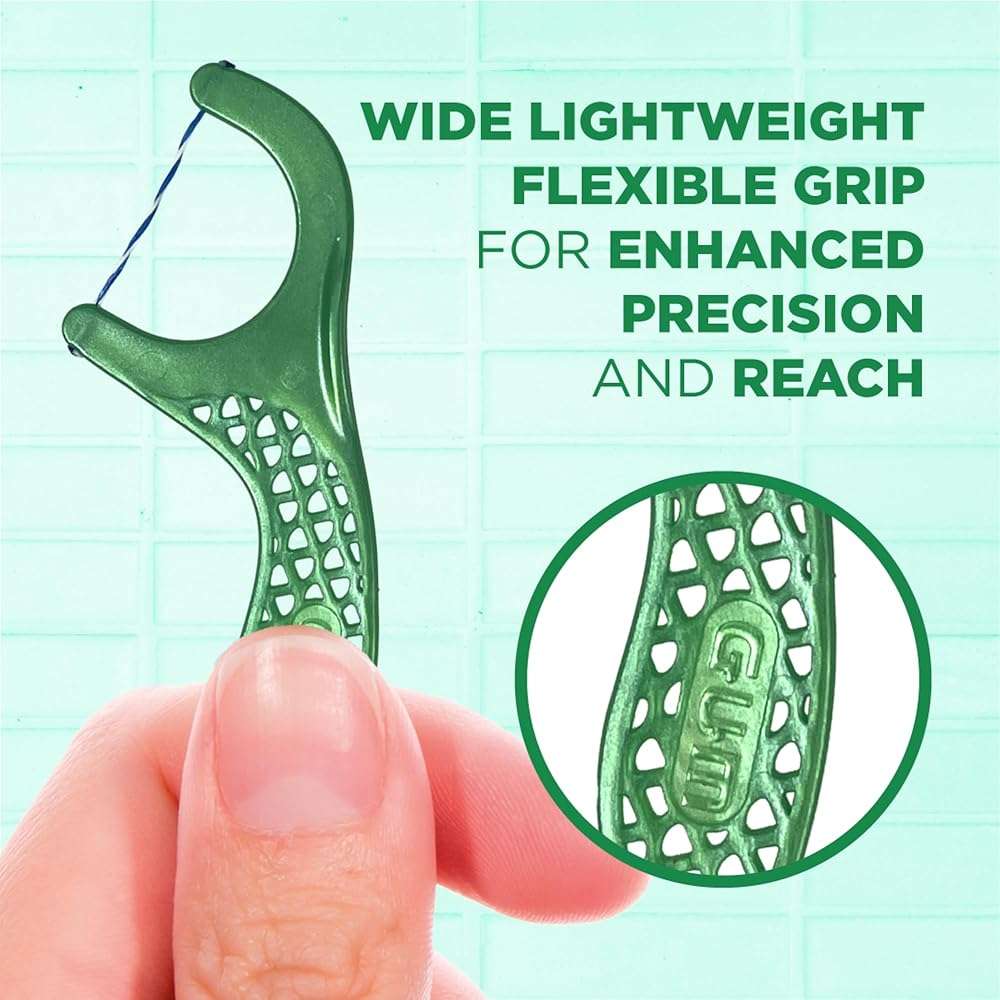 GUM Twisted Mint Dental Floss Picks, Twisted Threads with Shred-Resistant Floss & Easy-Grip Handle, Mint Flavor, 150 Count - Image 6