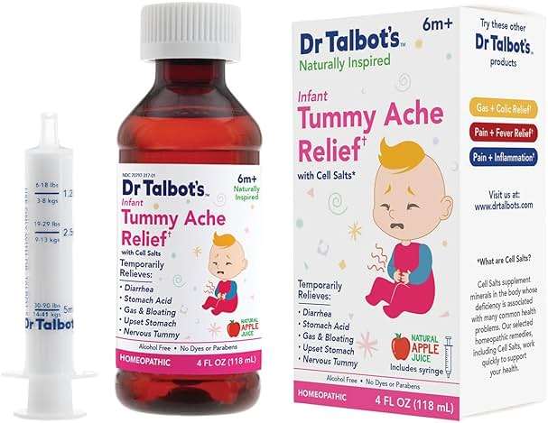 Dr. Talbot's Infant Tummy Ache Relief with Cell Salts - 4 fl oz - Naturally Inspired Kids Stomach Relief - Natural Apple Flavor - Includes Syringe - Image 1