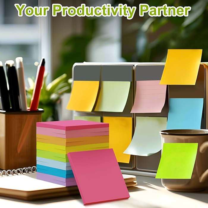 Sticky Notes 3x3 in,8 Bright Colors,16 Pack Colored Sticky Notes Pads, Self-Stick, Recyclable, and Reusable Sticky Notes - Easy to Post for Office, School, Home - Image 7